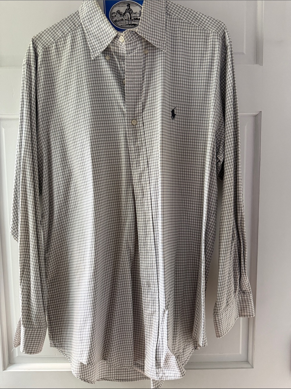 Polo by Ralph Lauren White & Navy Micro-Check Long-Sleeve Shirt